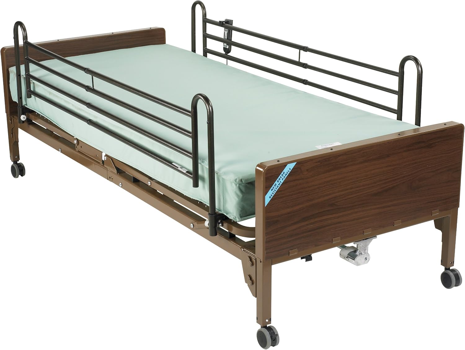 Drive Medical Delta Ultra Light Semi Electric Bed with Full Rails and Therapeutic Support Mattress, Model - 15030BV-PKG-T