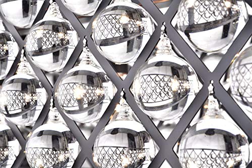 Edvivi Crystal Drum Pendant Chandelier, 3 Lights Glam Lighting Fixture with Oil Rubbed Bronze Finish, Crystal Spheres, Living, Dining, Kitchen