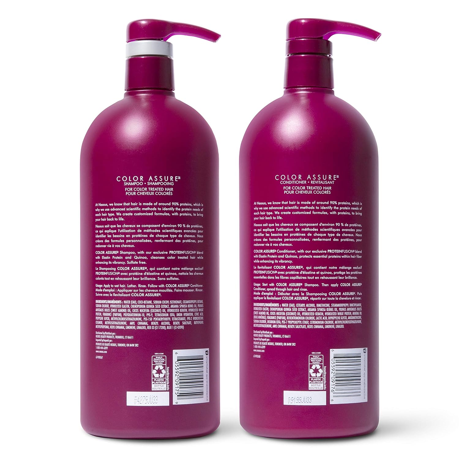 Nexxus Color Assure Shampoo and Conditioner Color Assure 2 Count for Color Treated Hair Enhance Color Vibrancy for Up to 40 Washes 33.8 Fl.oz