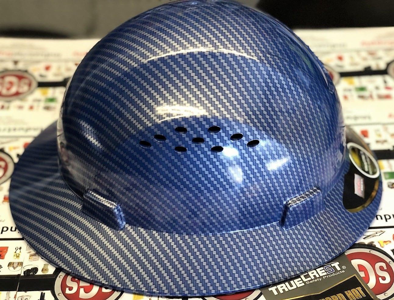HDPE Hydro Dipped Blue/Silver Full Brim Hard Hat with Fas-trac Suspension