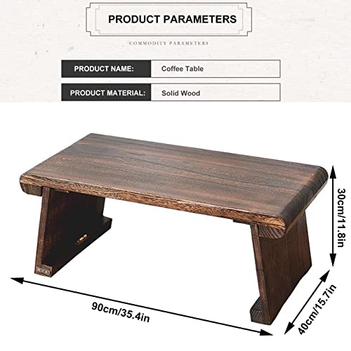 Solid Wood Coffee Table for Living Room Bed Laptop Desk with Foldable Legs Style Floor Table for Sitting On The Floor Furniture (Brown 90x40x37cm)