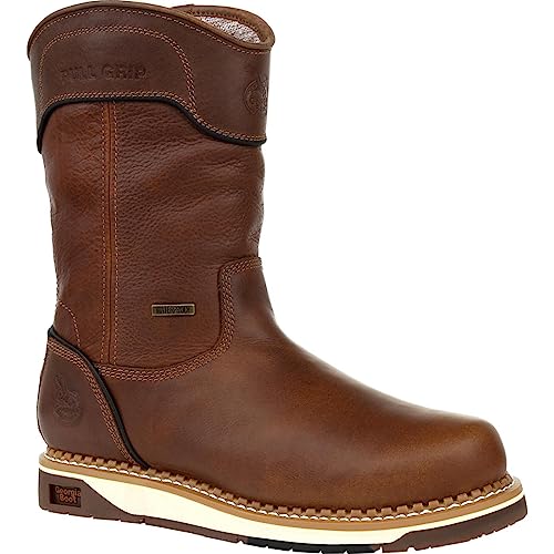 Georgia Boot Men's Brown Amp Lt Wedge Waterproof Pull on Industrial Boot