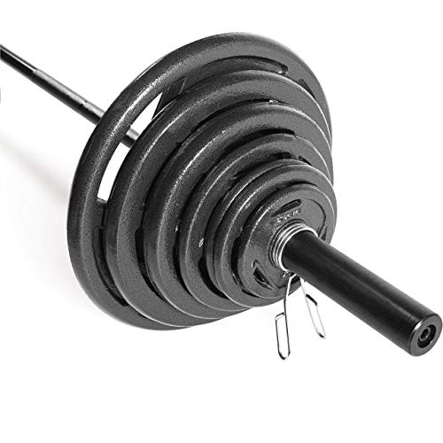 CAP Barbell WF Athletic Supply 300 LB Cast Iron Olympic Weight Set with 7’ Olympic Bar for Muscle Toning, Strength Building, Weight Loss - Multiple Choices Available