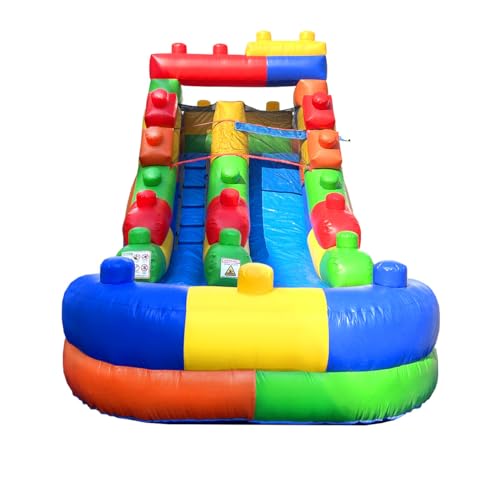Pogo Bounce House Inflatable Water Slide for Kids(without Blower) - 21' x 9' x 12' Foot Backyard Summer Fun - Rainbow Slide with Water Pool