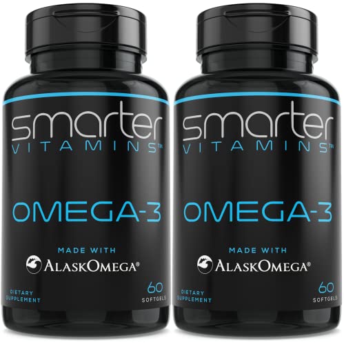 SmarterVitamins OMEGA 3 FISH OIL, Strawberry Flavor, Burpless, Tasteless, 2000mg, DHA EPA TRIPLE STRENGTH BRAIN SUPPORT, Joint Support, made with AlaskOmega®, Heart Support