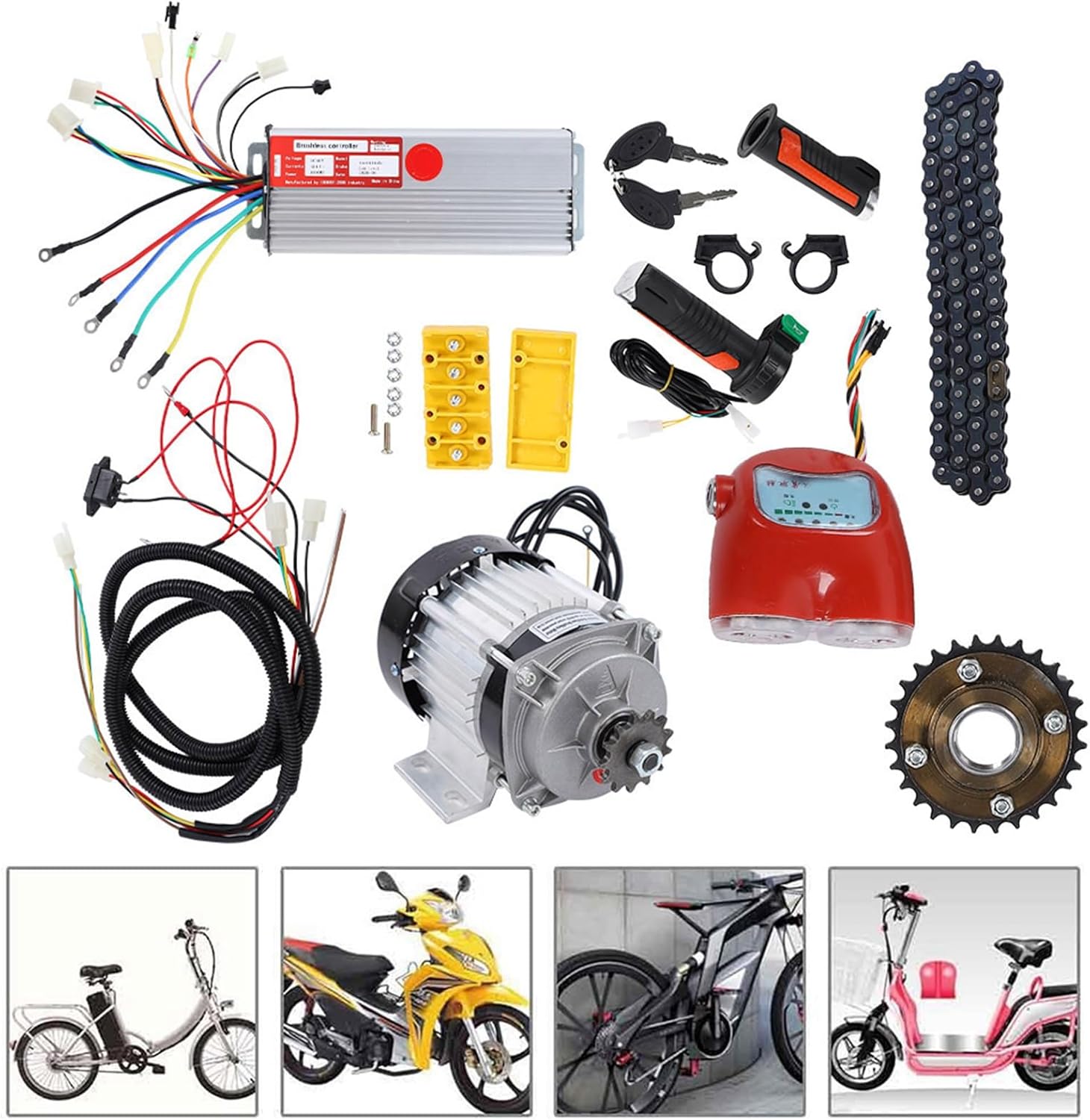 800W 48V DC Brushless Motor Kit Electric Bike Tricycle Scooter DIY Motor Conversion Kit, Stable Speed, Quiet Work, Aluminum Alloy Housing, Good Heat Dissipation, for Electric