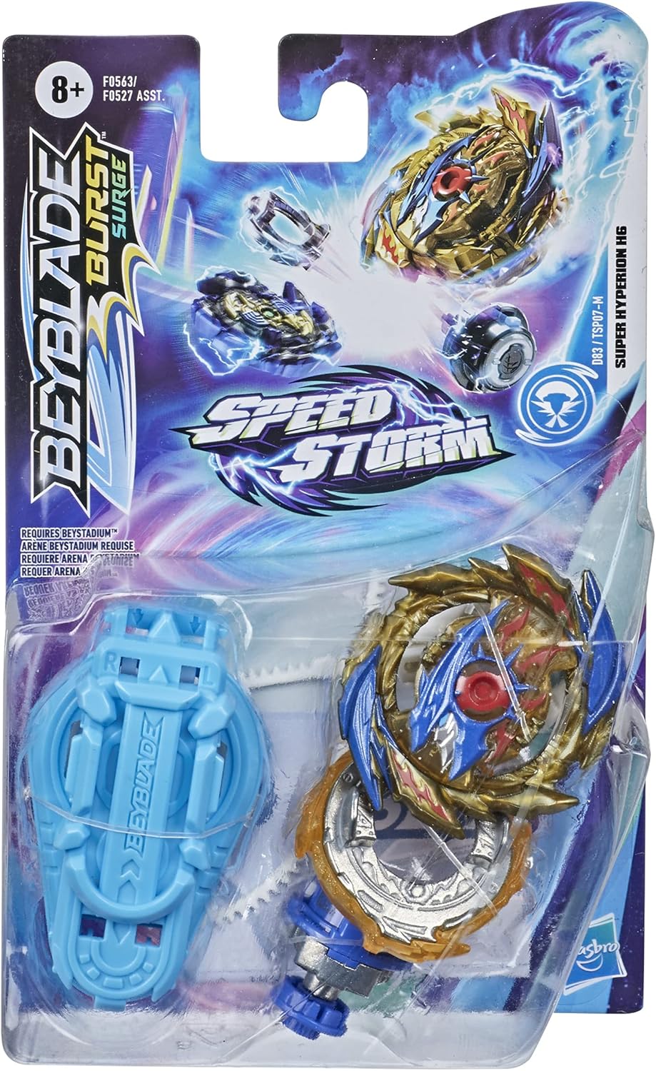 Beyblade Burst Surge Speedstorm Super Hyperion H6 Spinning Top Starter Pack - Attack Type Battling Game Top with Launcher, Toy for Kids