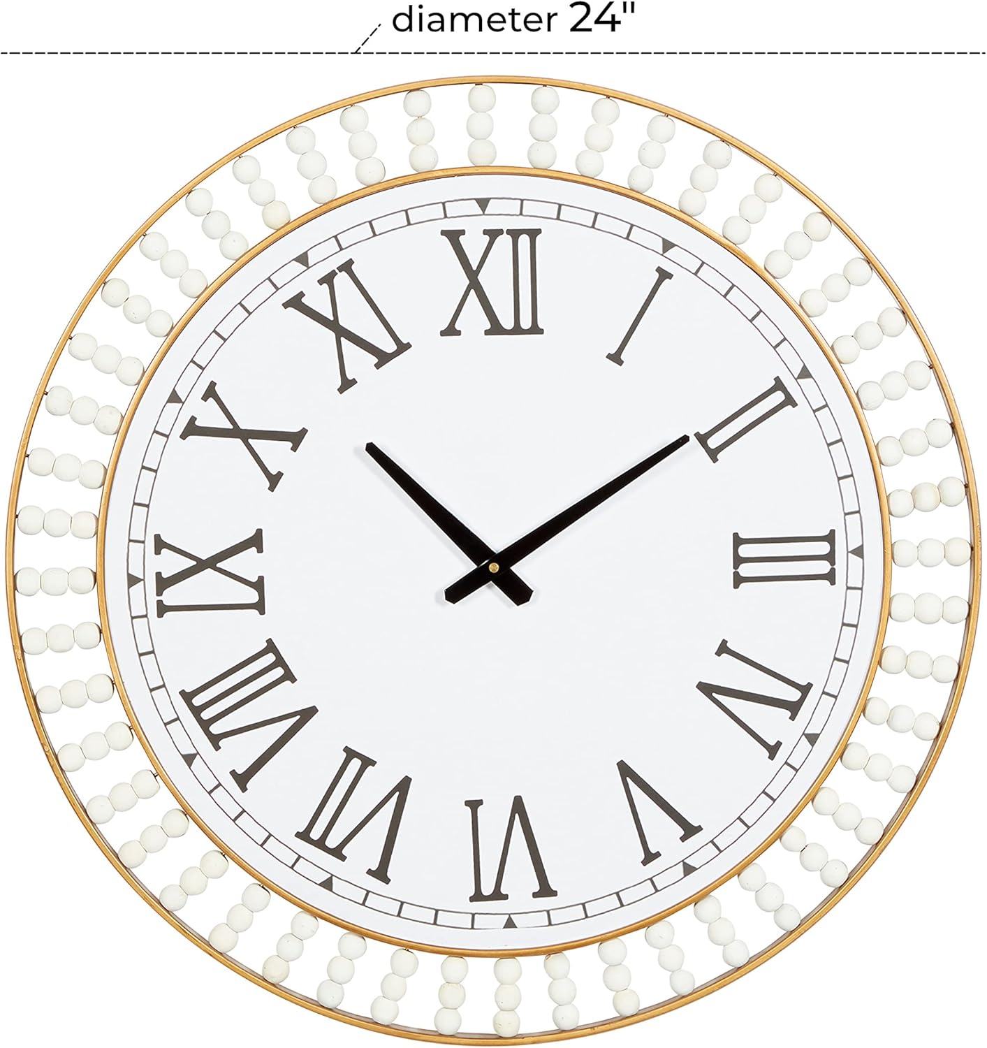 Deco 79 Metal Wall Clock with Gold Frame and Radial Beading, 24