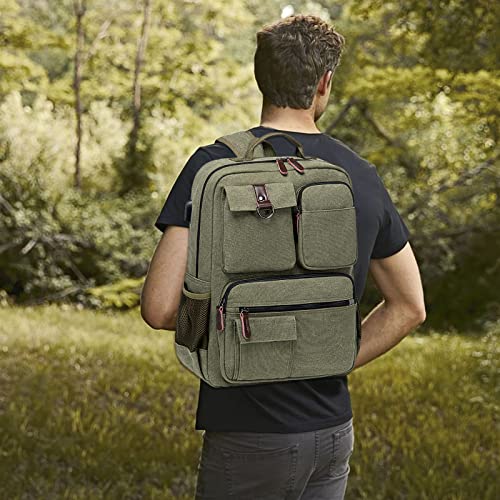 CAMTOP School Backpack Vintage Canvas Laptop Backpacks Men Women Rucksack Bookbags