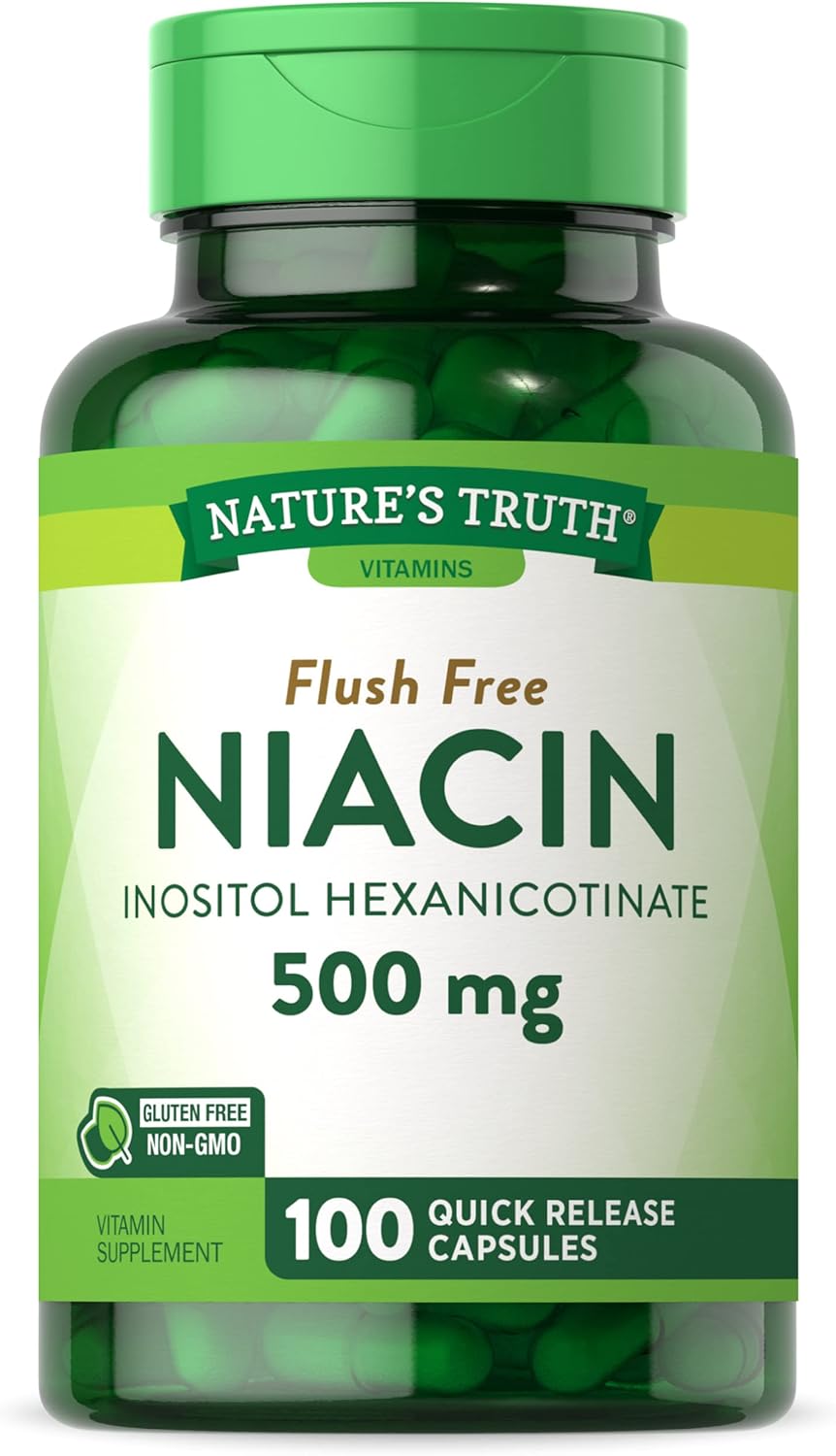 Nature's Truth Flush Free Niacin | 500mg | 100 Capsules | Non-GMO & Gluten Free Supplement