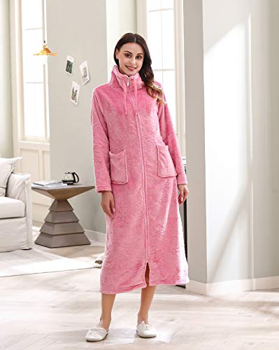 Richie House Women's Soft and Warm Fleece Robe with Zipper Size S-XL RHW2856