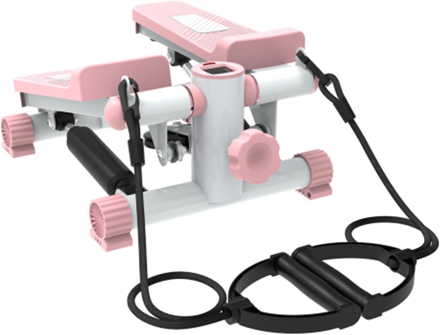 Mini Steppers for Exercise, Stair Stepper with Resistance Bands, Mini Stepper with 300LBS Loading Capacity, Hydraulic Fitness Stepper with LCD Monitor(Pink)