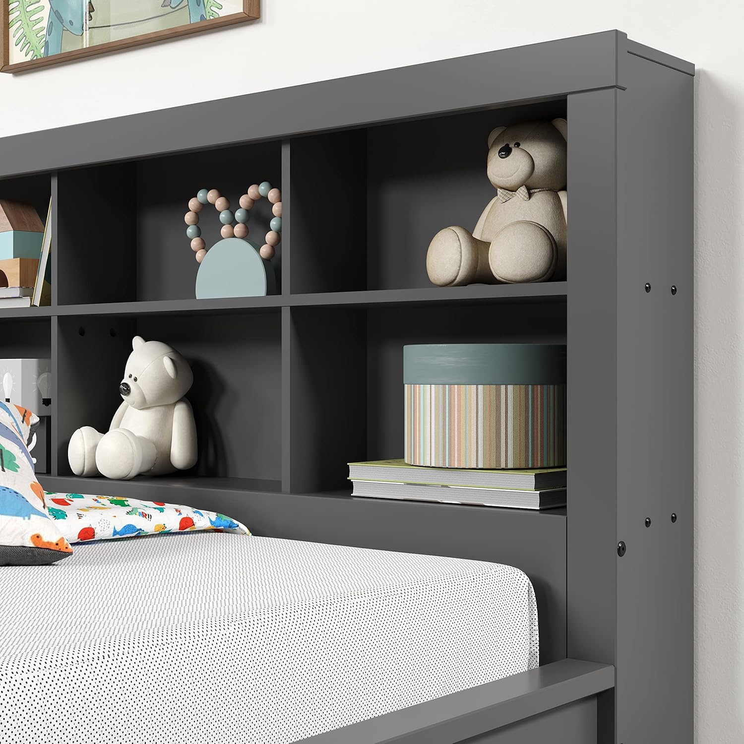 Donco Kids Twin Modern Bookcase Daybed in Dark Grey Finish
