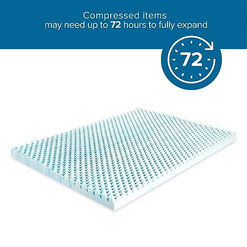 ZINUS 4 Inch Swirl Gel Cooling Memory Foam Mattress Topper, Smaller, More Convenient WonderBox Packaging, Cooling, Airflow Design, CertiPUR-US Certified, Queen