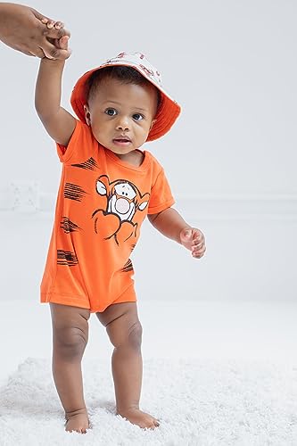 Disney Lion King Mickey Mouse Winnie the Pooh Jack Skellington Lilo & Stitch Baby Romper & Bucket Sun Hat Newborn to Infant