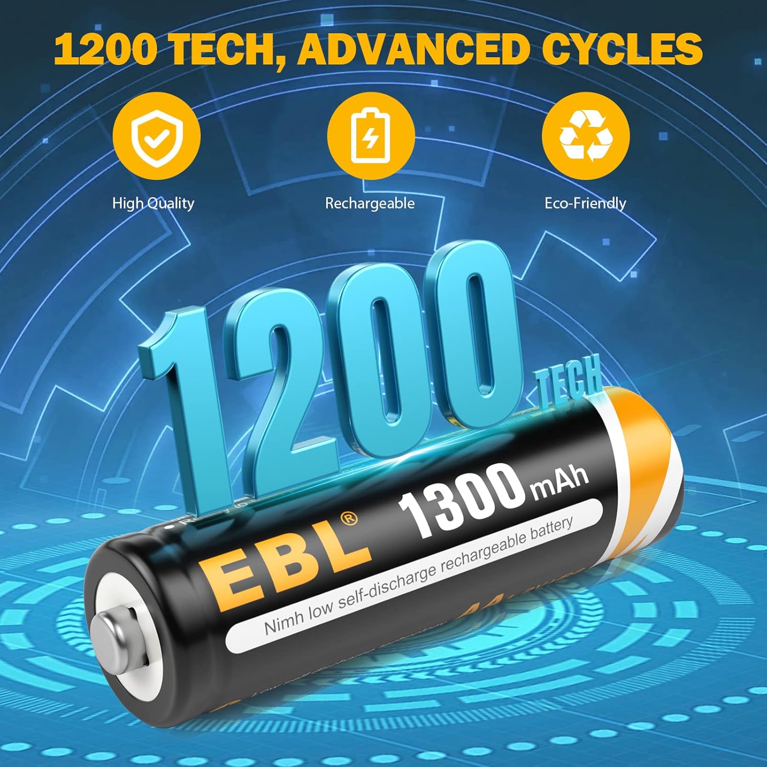 EBL AA Rechargeable Battery 1300mAH NIMH Batteries 12pcs and 1100mAh Rechargeable Batteries 8pcs Combo