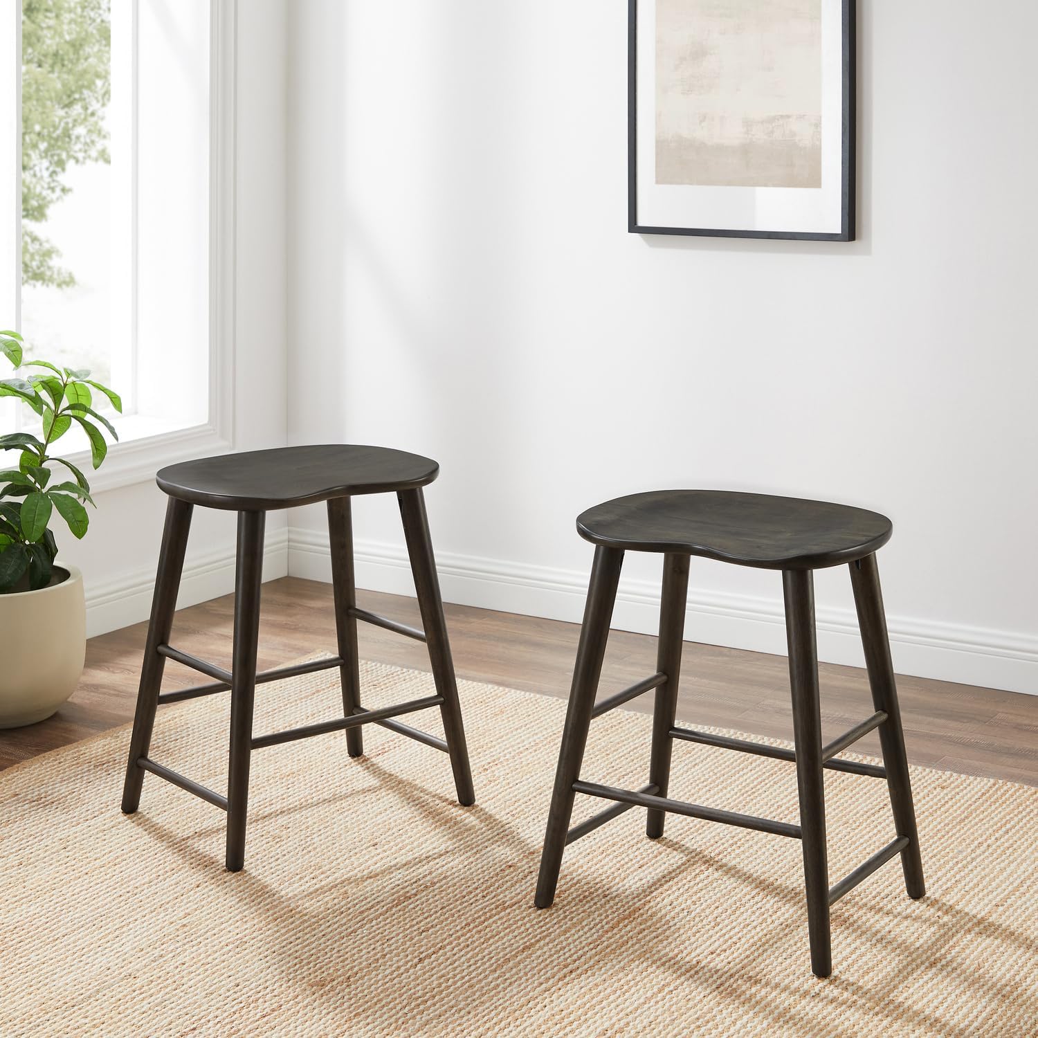 Baroque Brilliance 2-Piece Counter Height Bar Stool Set - Slate Finish, 14.25