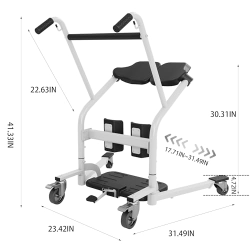 Deluxe Sit to Stand Lift w/Base Width Adjustment-Ergonomic Stand Assist Patient Lift for Safe Transfers,500lbs Capacity Patient Stand-aid & Patient Transport Unit for Elderly & Disabled