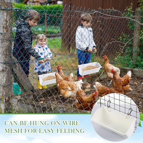 Suclain 6 Pcs 5 Quart Hanging Chicken Feeder Feed Trough Hanging Fence Feeders for Goat Sheep Duck Deer Horse Poultry Feed Trough Bucket Feeding Container for Livestock (Blue)
