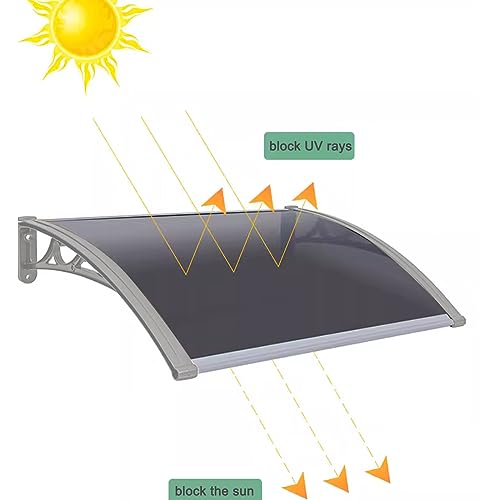 UV Rain Snow Protection Front Door Canopy Window Awning,Patio Porch Awning Shelter,Brown Polycarbonate Cover,Window Rain Shelter Cover,Garden Entry Awning,with White Bracket (47