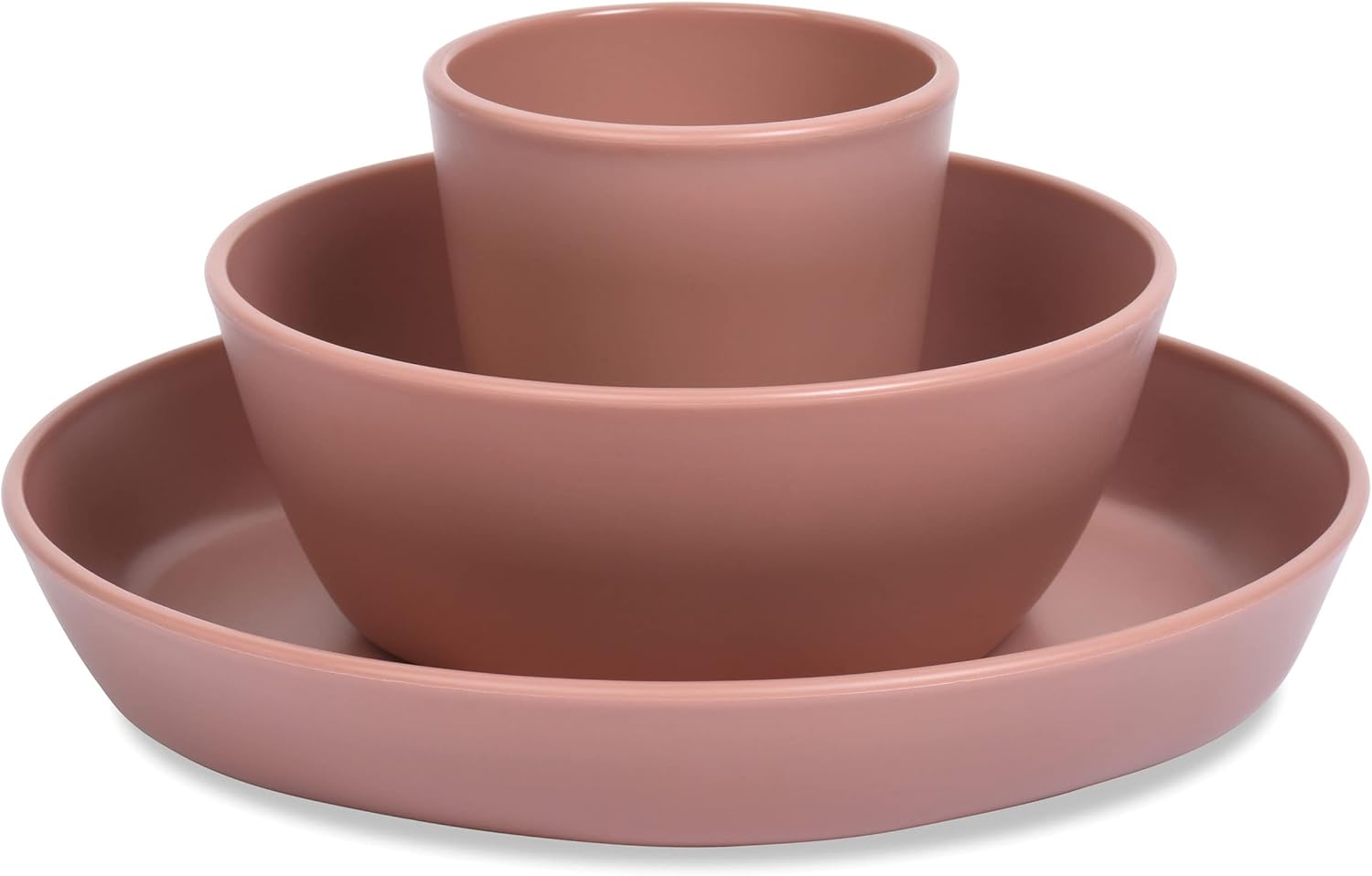 Tiny Twinkle Tableware 3 Pack Dish Set- BPA-Free Cups, Plates and Bowls Sets For Kids and Toddlers - Polypropylene Plastic Dinnerware Set (Taupe) Dish set