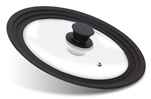 Anaeat Silicone Universal Lid for Pots, Pans and Skillets - Tempered Glass Covered with Heat Resistant Silicone Rim Fits All 6