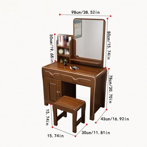 Vanity Desk Solid Wood Dressing Table, Modern Dressing Stool, Simple Small-sized Dressing Table, Multifunctional Dressing Table Combination Bedroom Makeup Table