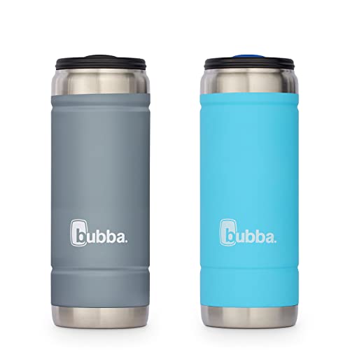Bubba Trailblazer Tallboy Vacuum-Insulated Stainless Steel Tumbler with Spill-Proof Slider Lid, 18oz 2-Pack Beverage Bottle Keeps Drinks Cold for 12 Hours, Licorice & Island Teal