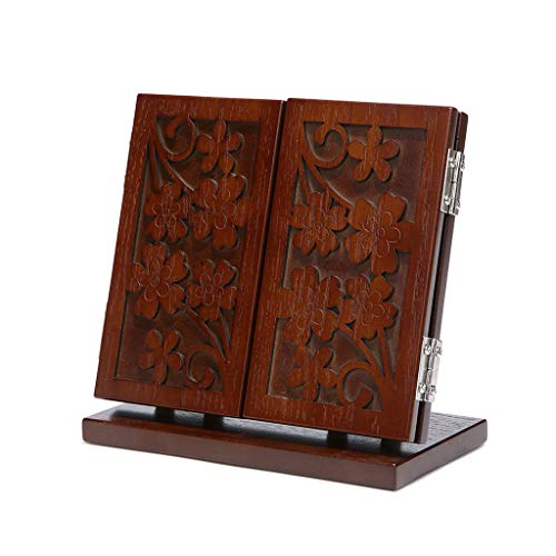 Antique Style Wooden Desktop Cosmetic Mirror Angle Adjust Panoramic 3-Way Mirror Room Decoration Friends Gifts-Light Wood Color