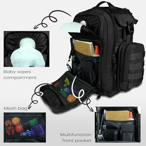 Dinictis Dad Diaper Bag, Mens Diaper Bag Backpack with Diaper Changing Mat, Military Diaper Backpack