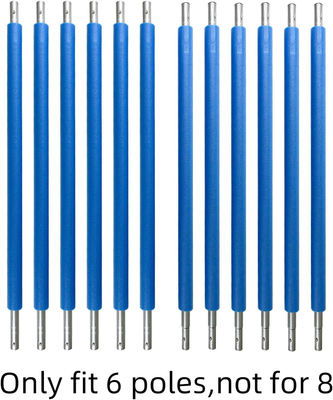 14 FT Trampoline Replacement Net with Poles, 6 Trampoline Net Poles with Connecters and Screws Bolts, Pole Caps, Only 6 Straight Poles 14 Feet Round Frame, Installs Inside Frame