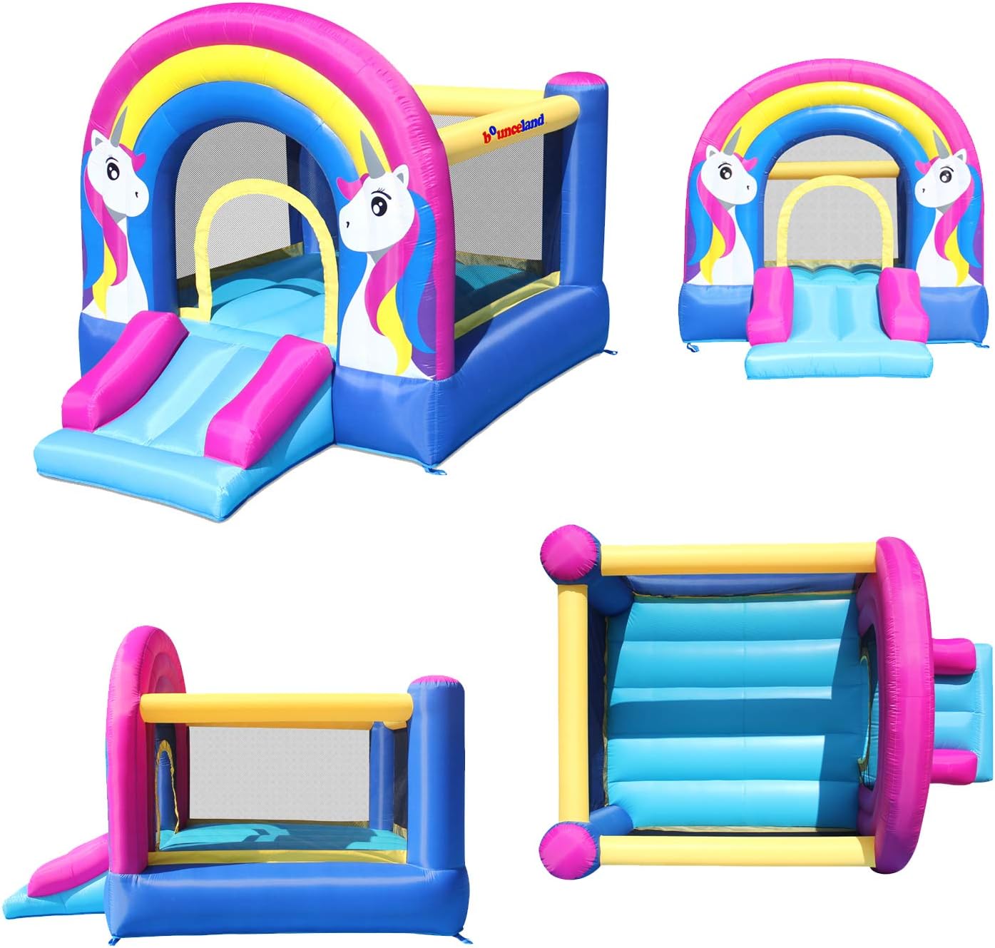 Bounceland Rainbow Unicorn Bounce House with Slide, 9.8 ft L x 6.8 ft W x 6.5 ft H inflated Size, UL Certified Blower Included, inflates in Less Than a Minute, Outdoor and Indoor use