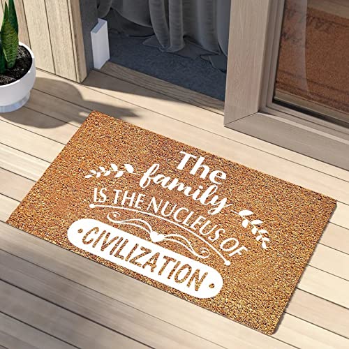 My Family is My Strength and My Weakness Doormat Kitchen Mat Coconut Coir Captures Dirt Cursive Backing Easy to Maintain Housewarming Gift 16x24in