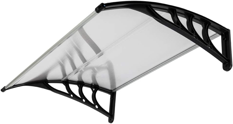 Window Awning Door Canopy Polycarbonate Cover Front Door Outdoor Patio Awning Canopy UV Rain Snow Sunlight Protection Hollow Sheet (39.37 x 31.5 x 9.06 inch, White)