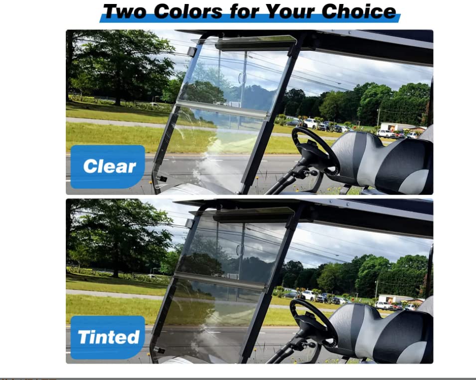 Tinted Club Car Precedent Golf Cart Windshield Compatible with 04-21 Models, Fold Down Golf Cart Windshield Anti-UV Impact Resistant - 37.5