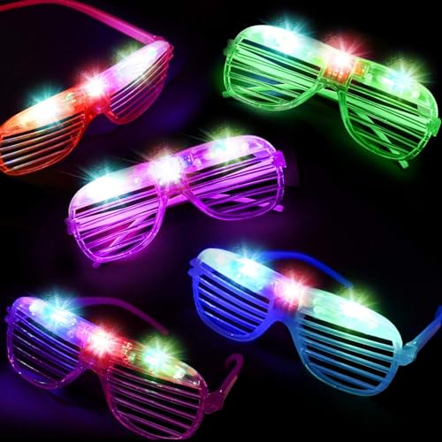 iGeeKid 24 Pack LED Glasses Light Up Party Glasses Glow In The Dark Party Supplies Shutter Shades Neon Flashing Glasses Carnival Sunglasses Party Favors Toys for Birthday Wedding Carnival Party
