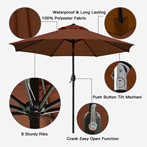 Sunnyglade 9' Patio Umbrella Outdoor Table Umbrella with 8 Sturdy Ribs (Grey)