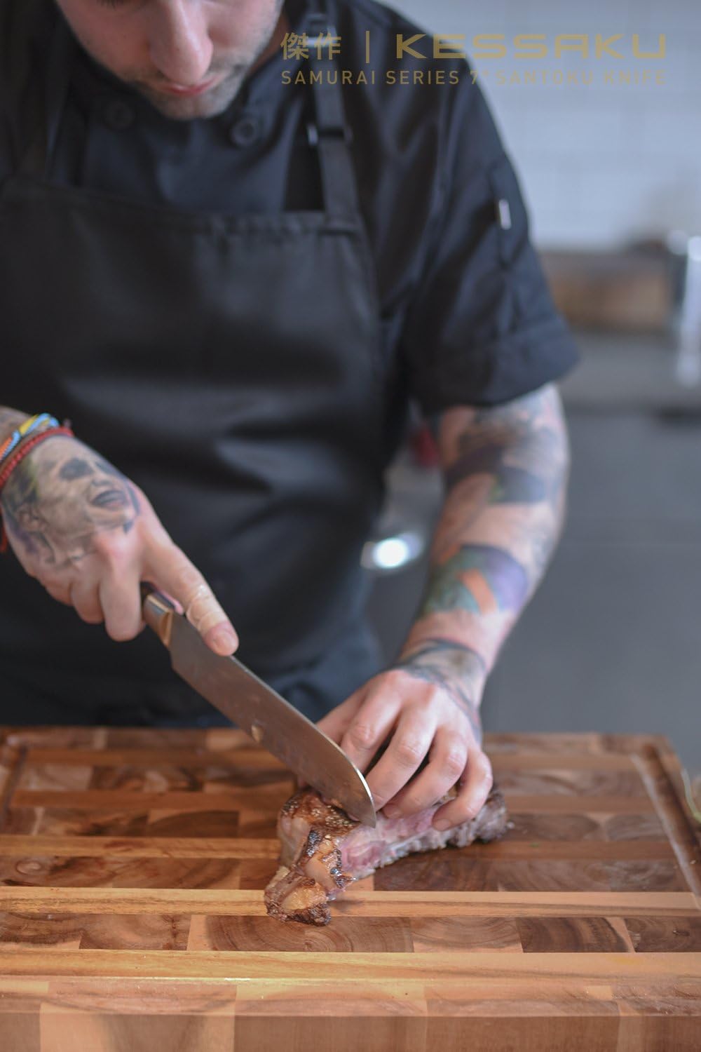 4 Knife Set - Samurai Series - High Carbon 7Cr17MoV Stainless Steel - 8-Inch Chef, 7-Inch Santoku, 5.5-Inch Utility, 3.5-Inch Paring