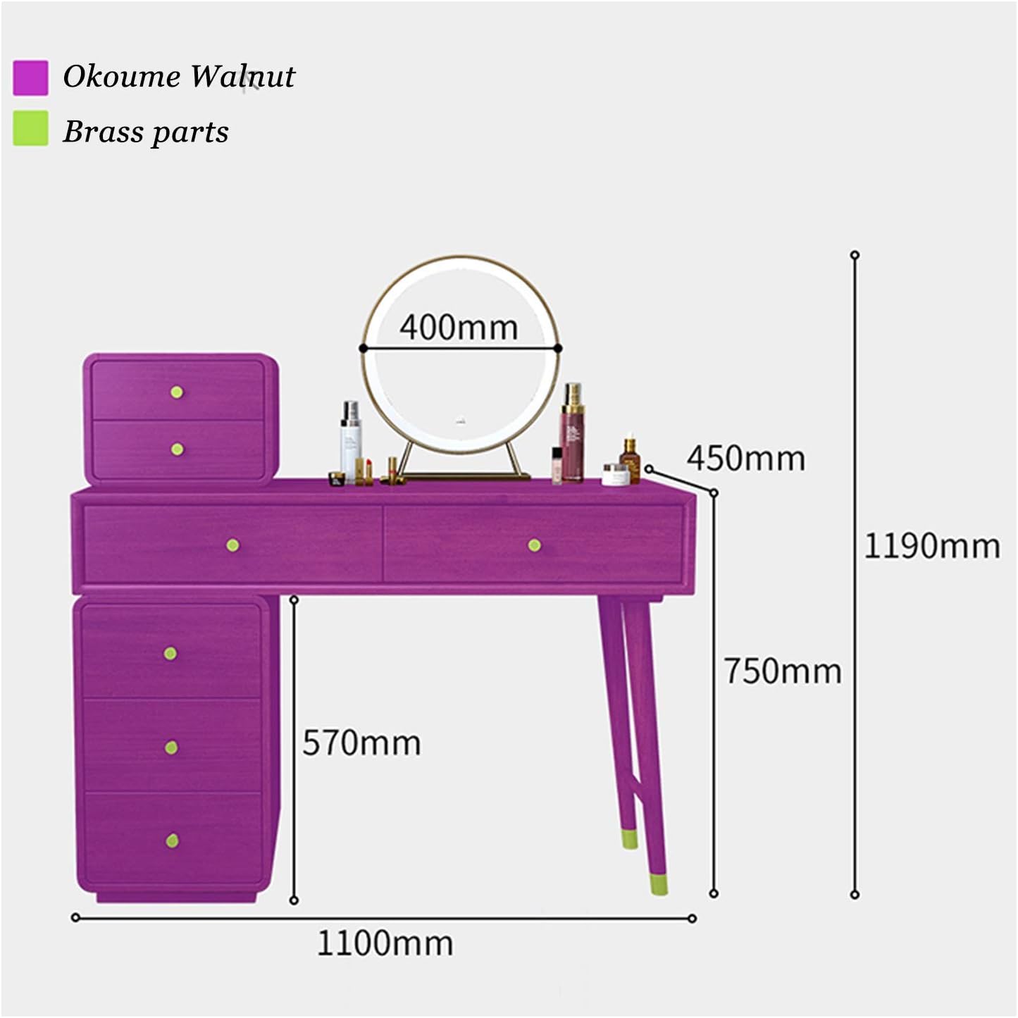 Vanity Table Set Vanity Makeup Table Set with Drawers, Dressing Table with Mirror, Stool