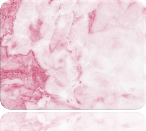 Stone Dish Drying Mat for Kitchen Counter, Eco-Friendly Ultra Absorbent Heat Resistant Diatomaceous Earth Sink Tray Mat for Dish Bottles Cups & Pet Bowl (White Marble)