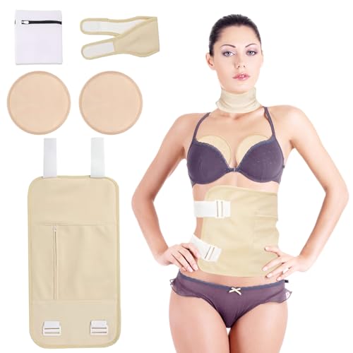 Castor Oil Pack Wrap for Liver Detox, Reusable Castor Oil Packs Wrap Organic Cotton for Waist and Neck and Breasts with Adjustable Elastic Strap, Anti Oil Leak (Castor Oil Not Included) (10PCS-Set)