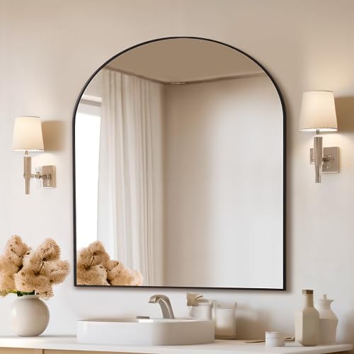 Gold Bathroom Mirror 48 x 30 Inch, Gold Wall Mirror, Bathroom Vanity Mirror with Rounded Corner, Shatterproof (Horizontal/Vertical)