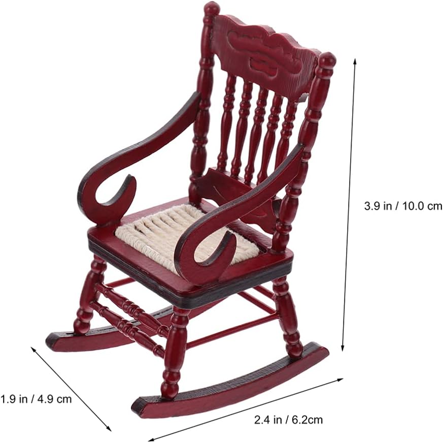 ibasenice 2pcs Dollhouse Wooden Chair Mini Wood Rocking Chairs Miniature Chairs Model for 1: 12 Dollhouse Furniture Decoration Accessories