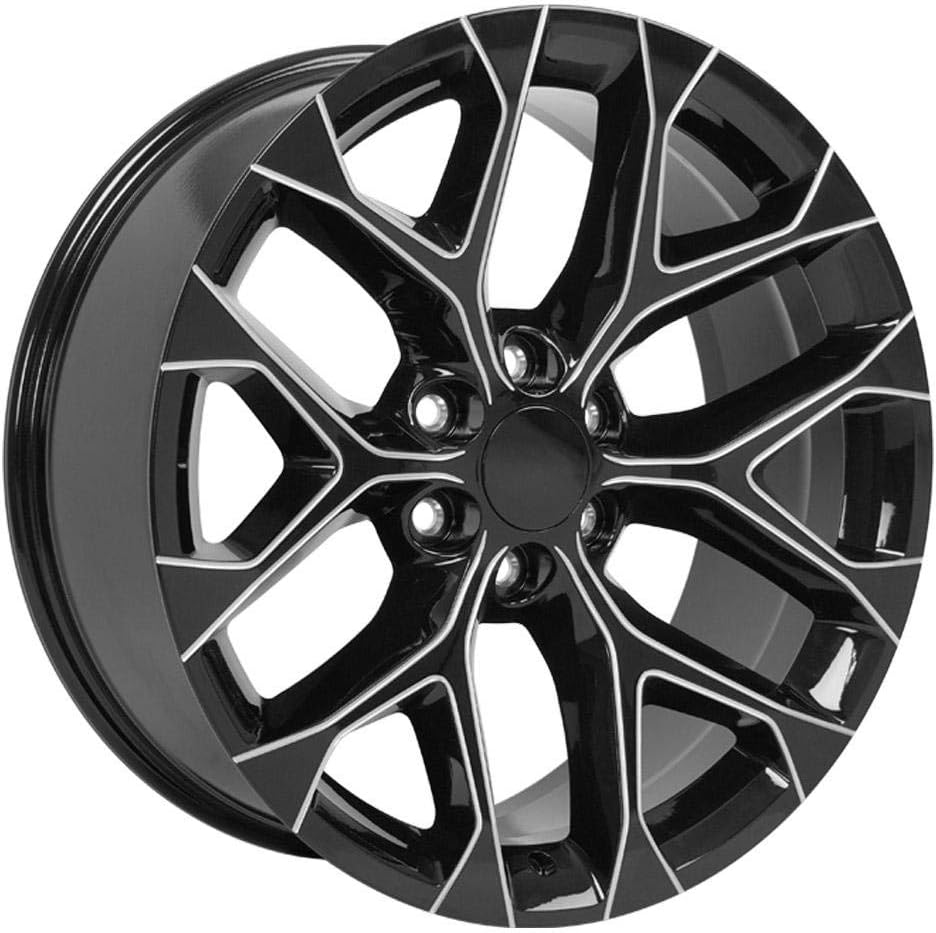 OE Wheels LLC 22 inch Rim Fits 6x139.7 Silverado Suburban Tahoe Sierra Yukon Escalade CV98B 22x9 Black with Milled Edge Wheels Hollander: 5668