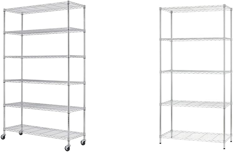 FDW 18x48x82 inch Wire Shelving Unit with Wheels Steel 6 Tier Heavy Duty Layer Rack Storage Metal Shelf Garage Organizer Wire Rack Shelving & 14