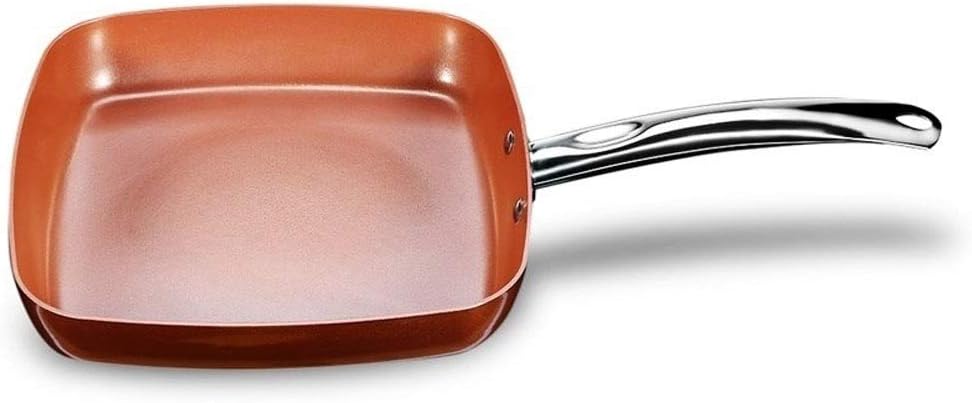 SURLAZ Pan Non-Stick Copper Square Frying Pan Skillet with Ceramic Coating Oven Dishwasher Safe Cooking pots and Pans