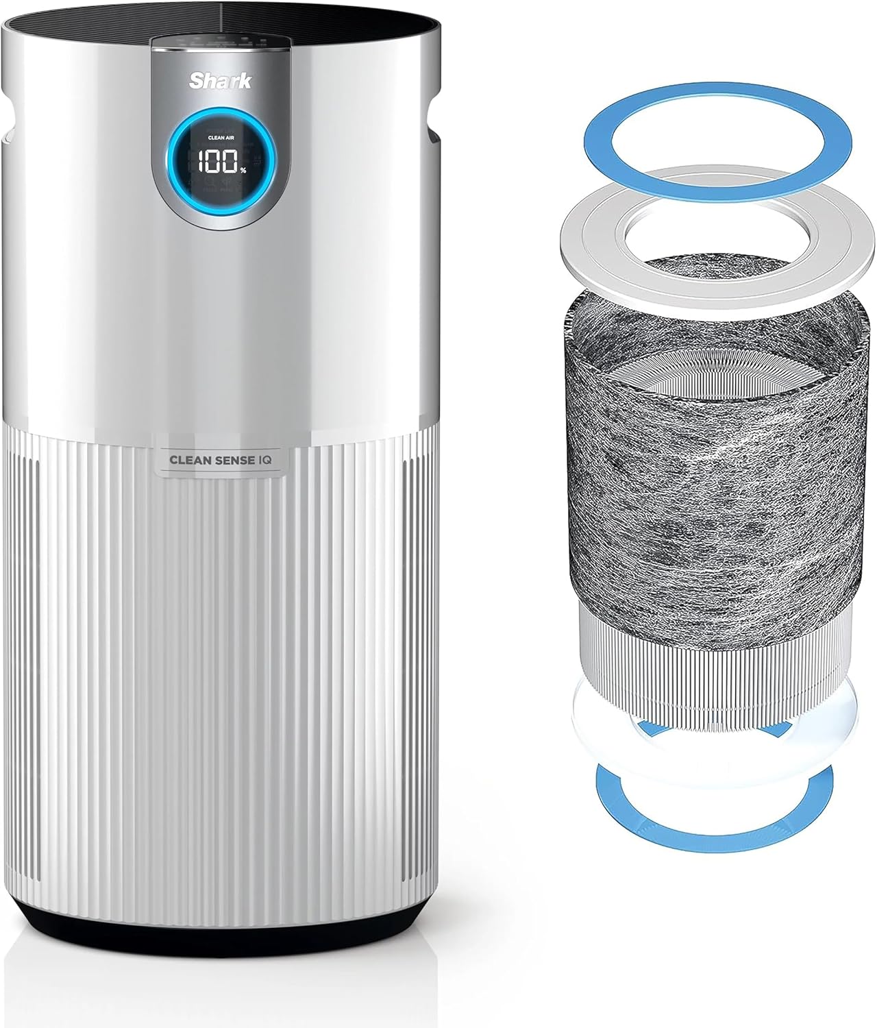 Shark HP200 Air Purifier MAX with Nanoseal HEPA, Cleansense IQ, Odor Lock, Cleans up to 1000 Sq. ft. and 99.98% of Particles, Dust, Allergens, Smoke, 0.1–0.2 Microns, White (Renewed)