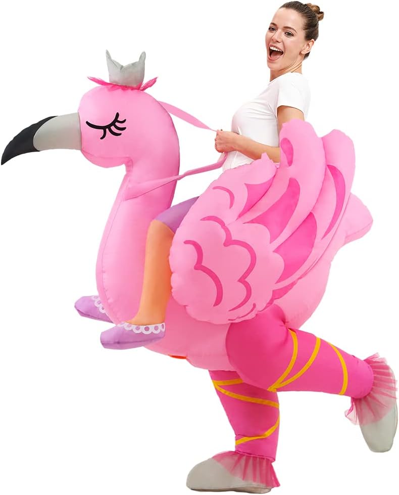KOOY Inflatable Flamingo Costume Adult,Halloween Costume Women Adult,Inflatable Costume For Adult Funny Halloween Costumes,Blow Up Costume,Christmas Costume