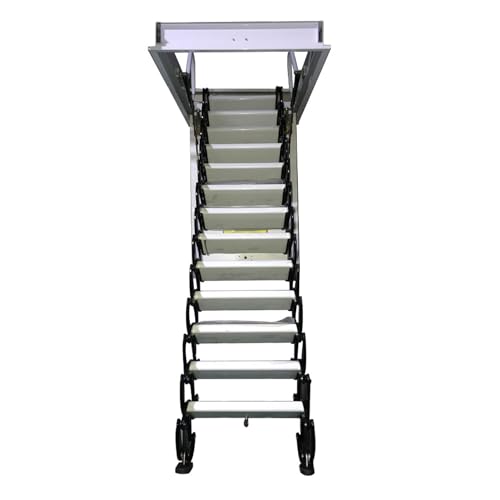 TECHTONGDA Attic Ladder 13 Steps Attic Stairs Pull Down Attic Loft Stair Telescoping Attic Access Ladder Ceiling Mounted Folding Ladder Attic Steps, 31.5 x 35.4 Inch, 10.5 ft Height, 660lb Capacity