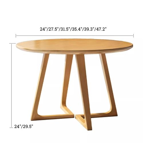 Mid Century Modern Dining Table,Solid Wood Table,Round Kitchen & Dining Room Tables,Vintage Pedestal Table Small Leisure Coffee Table for 2,4